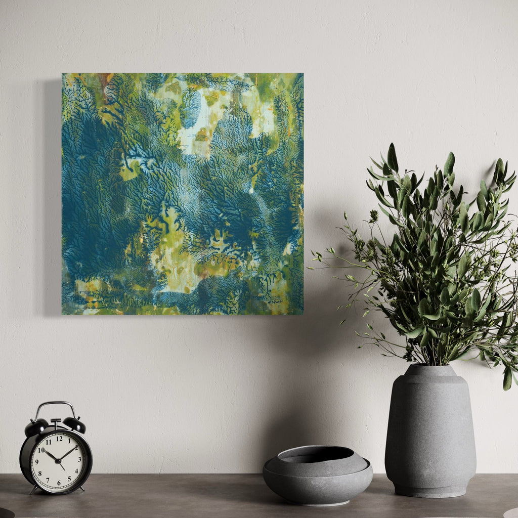 The artwork, Peaceful Portal, by Marlene Struss, displayed in a room.