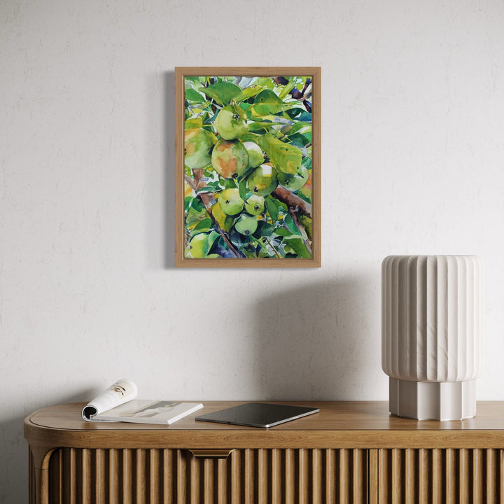 The artwork, Pear Tree, by Jane E. Skafte, displayed in a room.