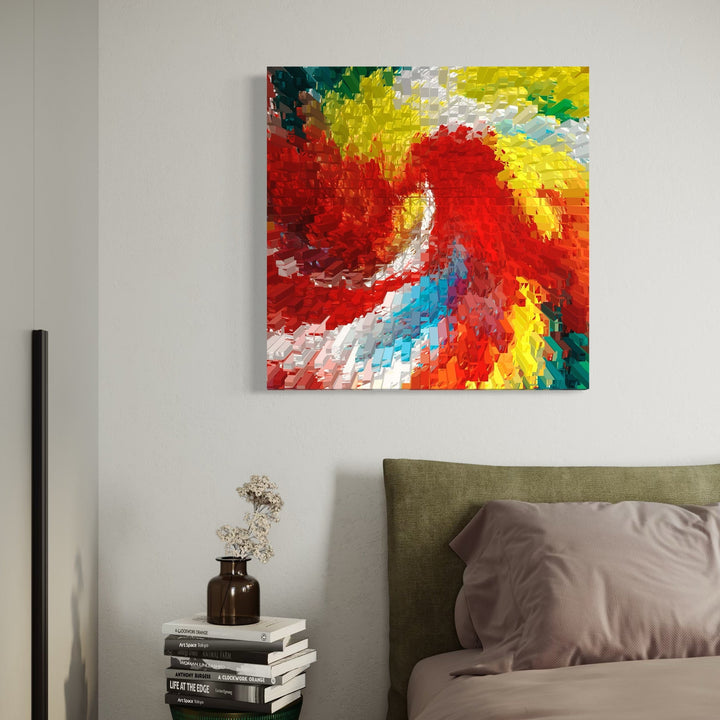 The artwork, Petals in The Wind Recycled, by Anne Cherubim, displayed in a room.