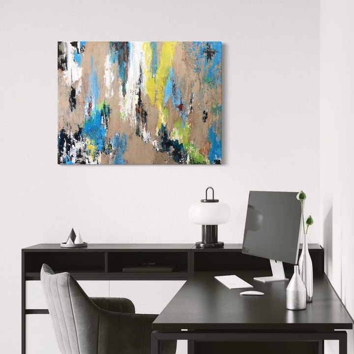 The artwork, Post No Bills , by Benna Holden, displayed in a room.