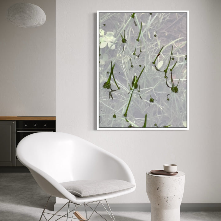 The artwork, Puddle Grass, by Molly Heron, displayed in a room.