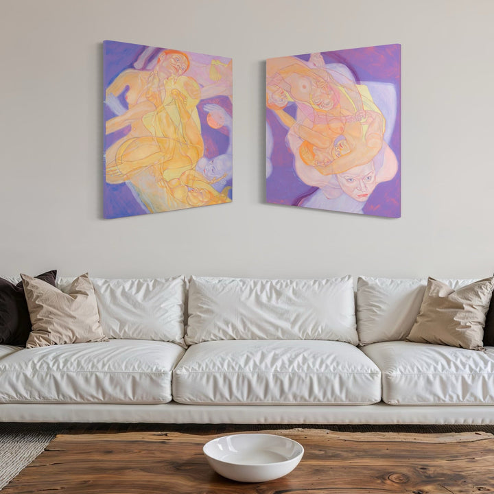 The artwork, Purple Ribbon, by Sol Kjok, displayed in a room.