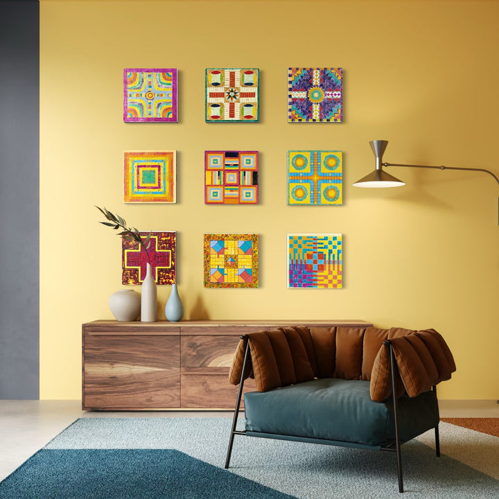 The artwork, ROYAL TOUCH, by Barbara Ellmann, displayed in a room.