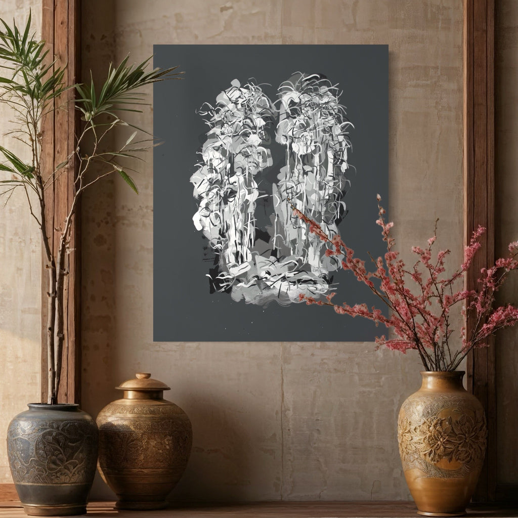 The artwork, Radiations Painting 10, by Carol Salmanson, displayed in a room.