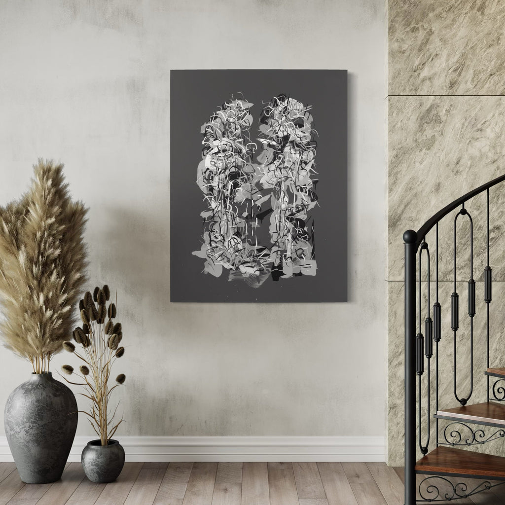 The artwork, Radiations Painting 4, by Carol Salmanson, displayed in a room.