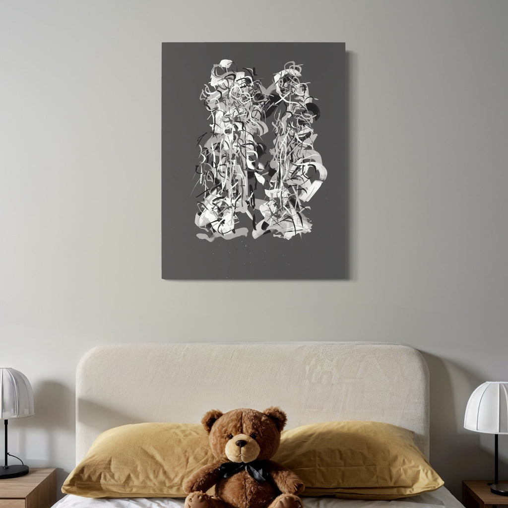 The artwork, Radiations Painting 8, by Carol Salmanson, displayed in a room.