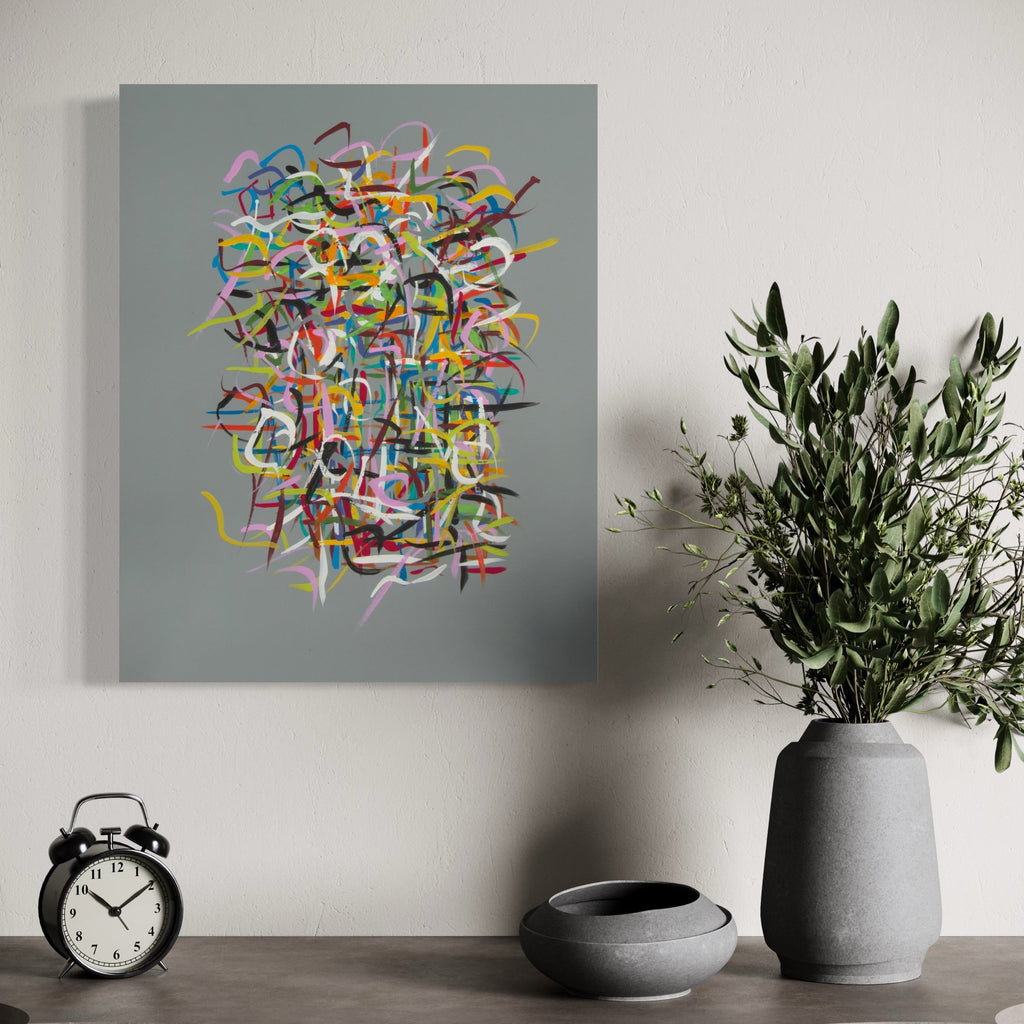 The artwork, Radiations Series 3-Painting 1, by Carol Salmanson, displayed in a room.
