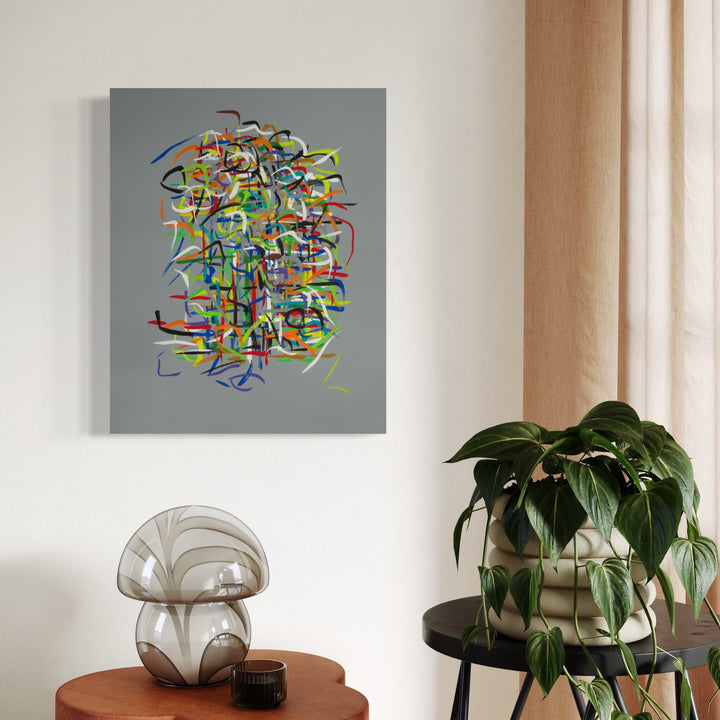 The artwork, Radiations Series 3-Painting 2, by Carol Salmanson, displayed in a room.
