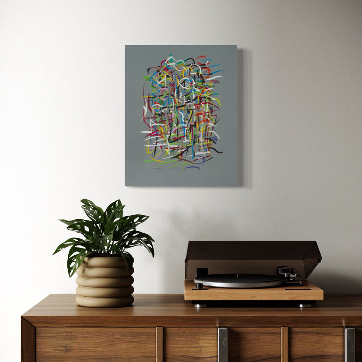 The artwork, Radiations Series 3-Painting 3, by Carol Salmanson, displayed in a room.