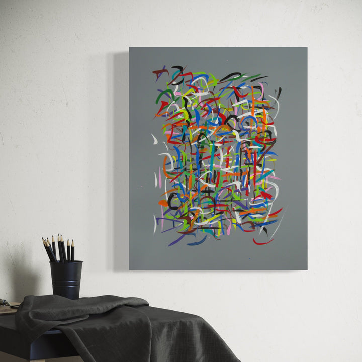 The artwork, Radiations Series 3-Painting 4, by Carol Salmanson, displayed in a room.