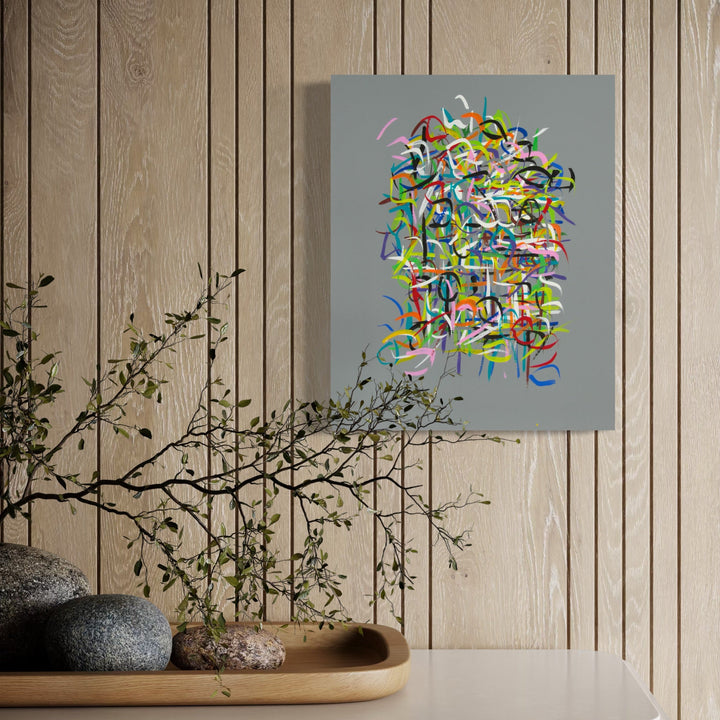 The artwork, Radiations Series 3-Painting 5, by Carol Salmanson, displayed in a room.