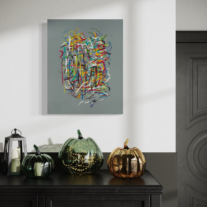 The artwork, Radiations Series 3-Painting 8, by Carol Salmanson, displayed in a room.