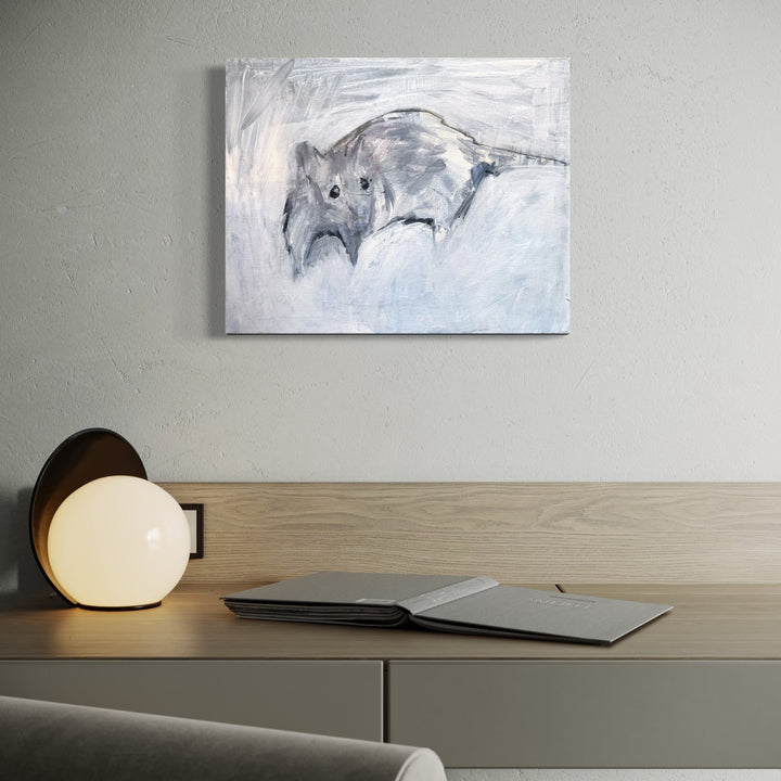 The artwork, Rat, by Chris Baily, displayed in a room.