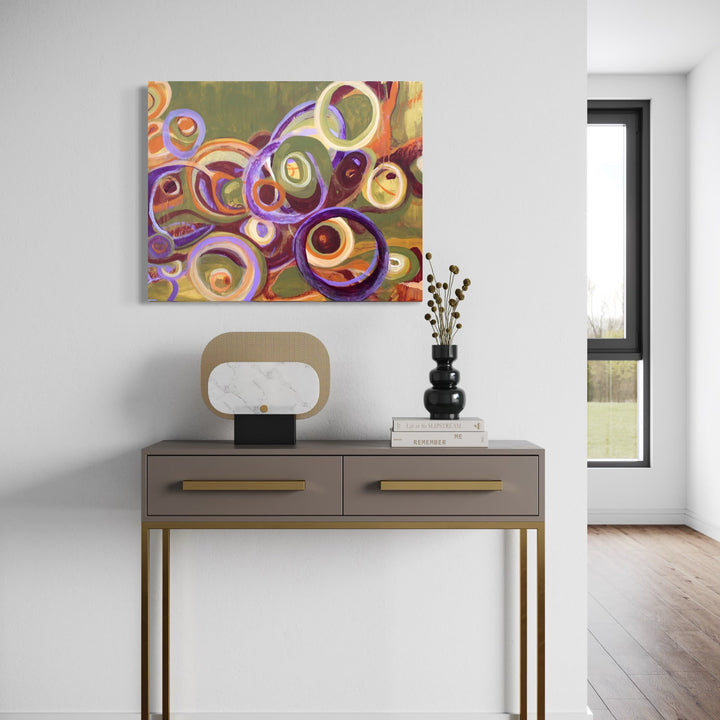 The artwork, Retro, by Carla Forrest, displayed in a room.