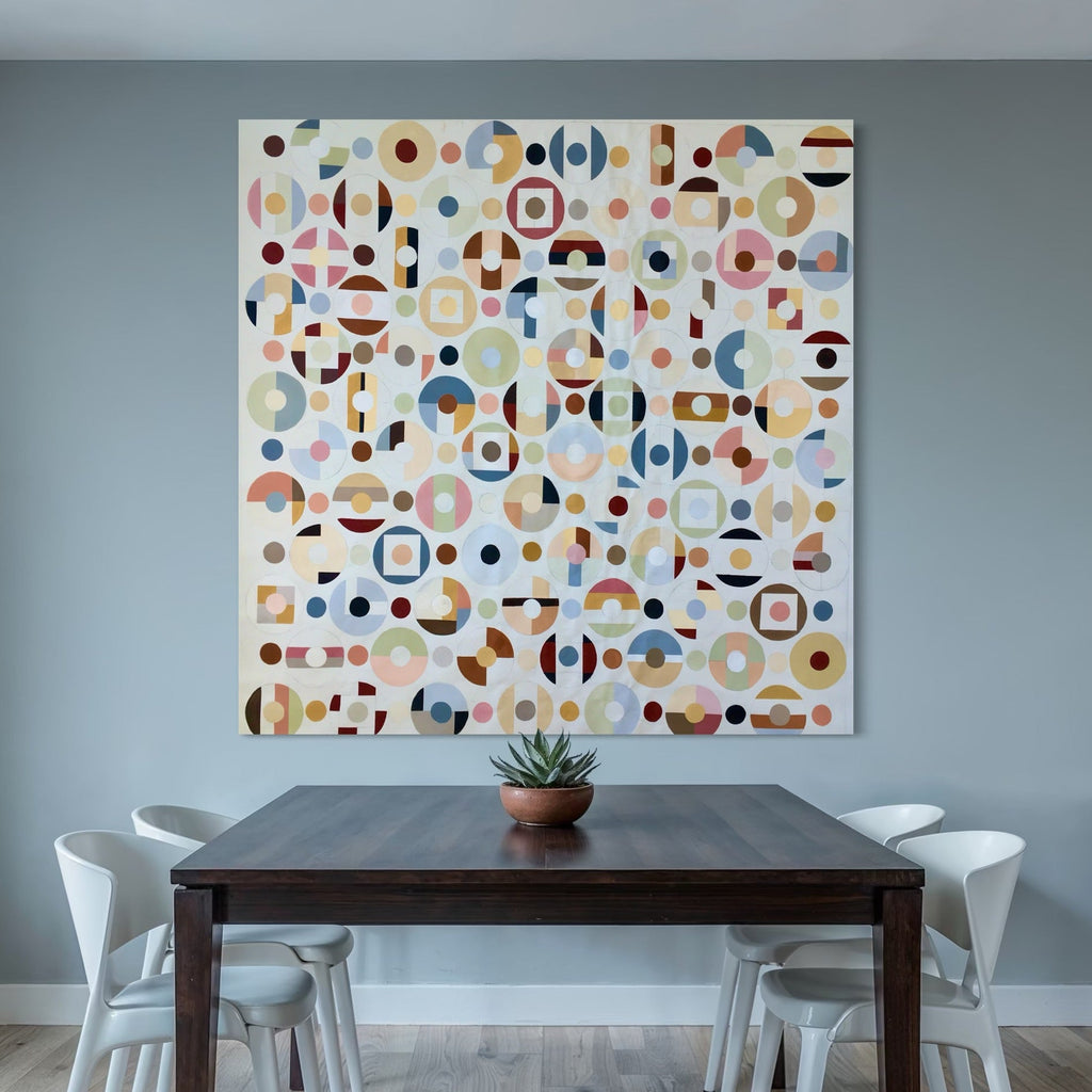 The artwork, Rhythm, by Benna Holden, displayed in a room.