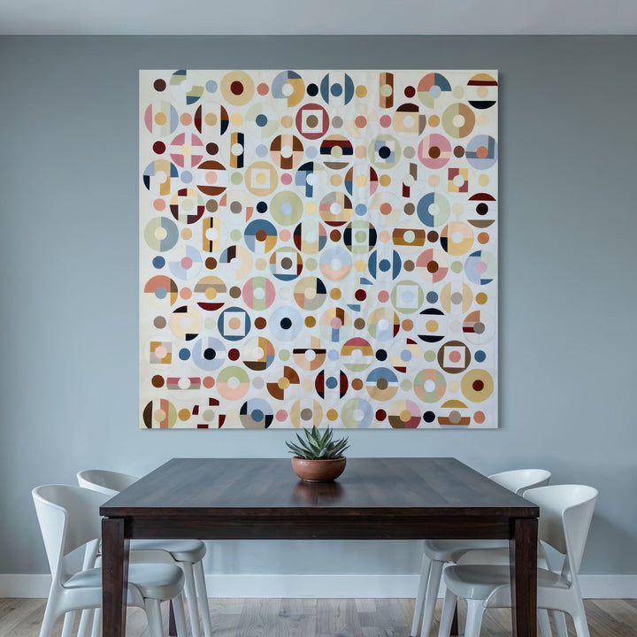 The artwork, Rhythm, by Benna Holden, displayed in a room.