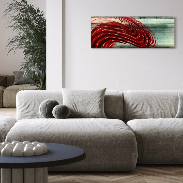 The artwork, Ride the Mindway 01, by John Cox, displayed in a room.