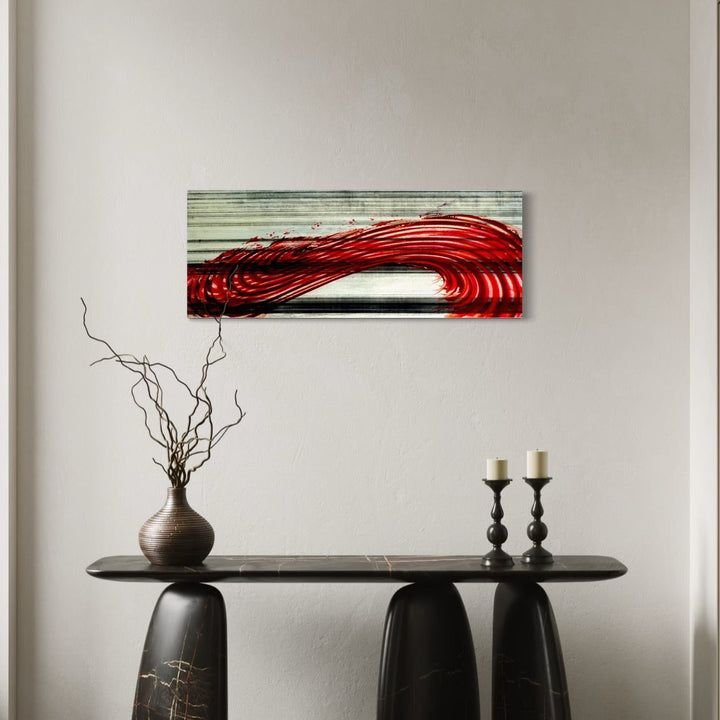 The artwork, Ride the Mindway 02, by John Cox, displayed in a room.
