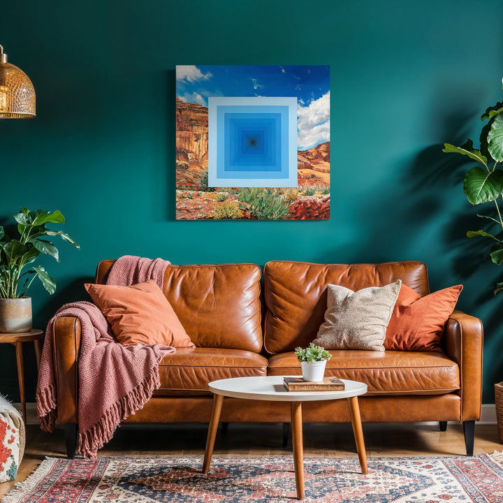 The artwork, Rings Within Rings, by Adam Anglin, displayed in a room.