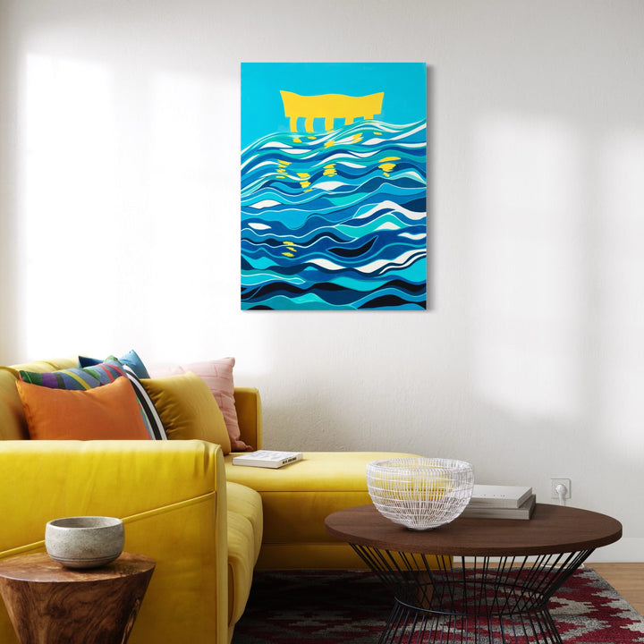 The artwork, Ripples of reality, by Roxa Smith, displayed in a room.