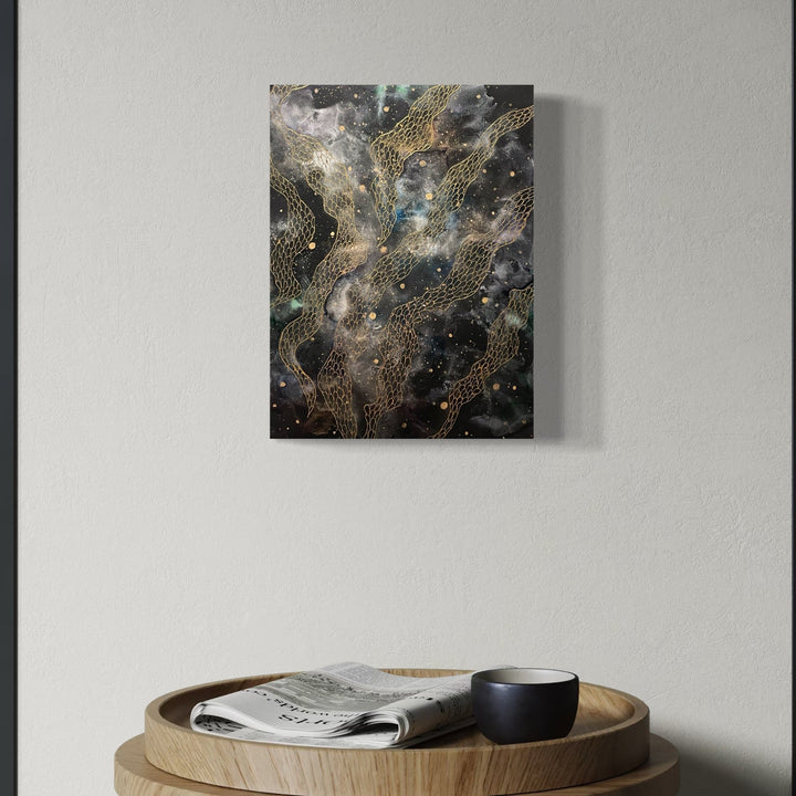 The artwork, Rising Golden Dragon 6, by Sonomi Kobayashi, displayed in a room.