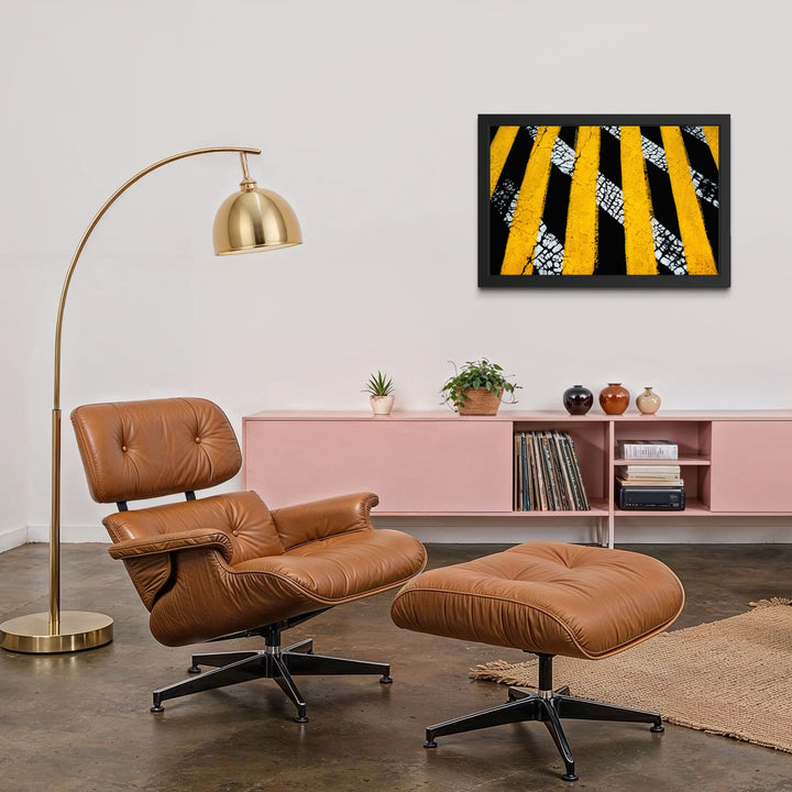 The artwork, Road Paint 02, by Steve Edson, displayed in a room.