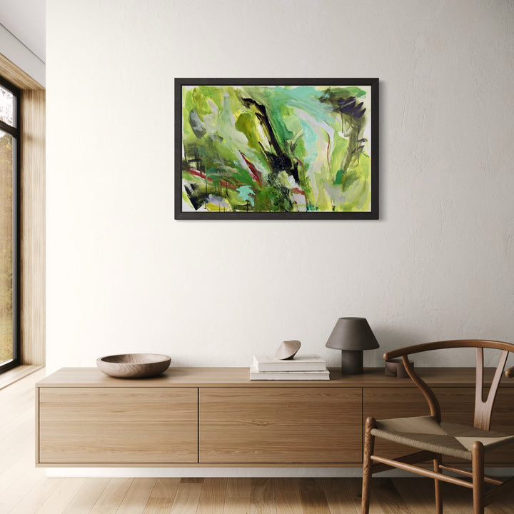 The artwork, Rokeby Moss, by Veronica Lawlor, displayed in a room.