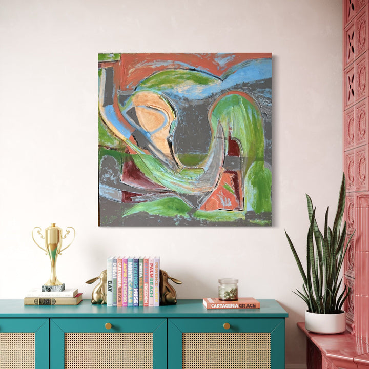 The artwork, Rolling Green, by Beth Barry, displayed in a room.
