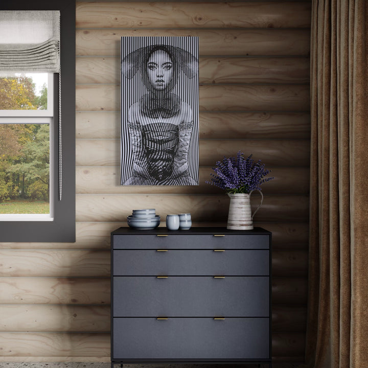 The artwork, Rose Bunny II, by Carlos Gamez de Francisco, displayed in a room.