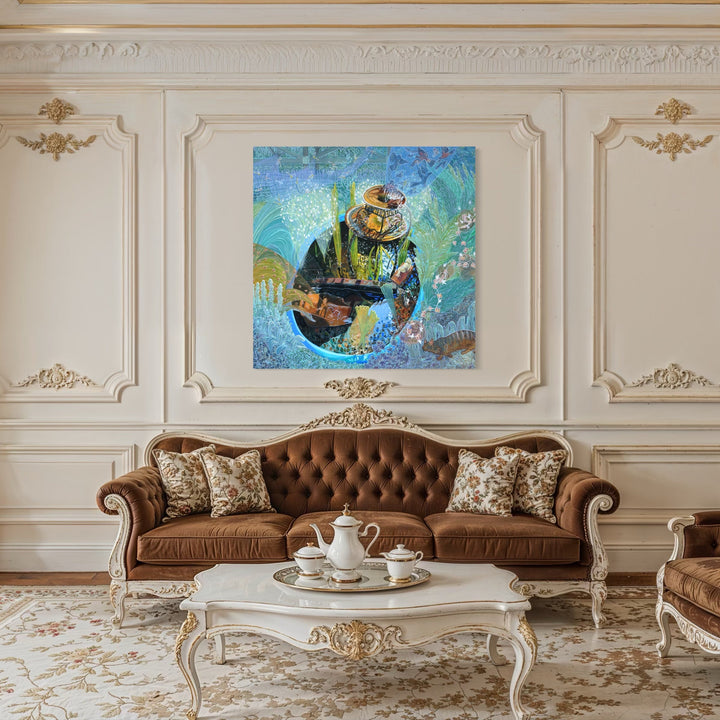 The artwork, Rush Hour, by Gina Blickenstaff, displayed in a room.