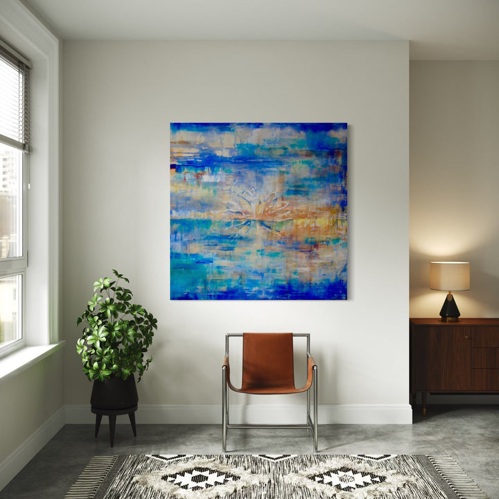 The artwork, SERENITY, by Amadea Bailey, displayed in a room.
