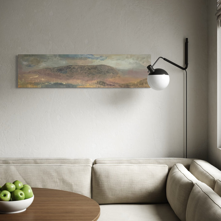 The artwork, SLEEPING BUFFALO, by Diane Love, displayed in a room.