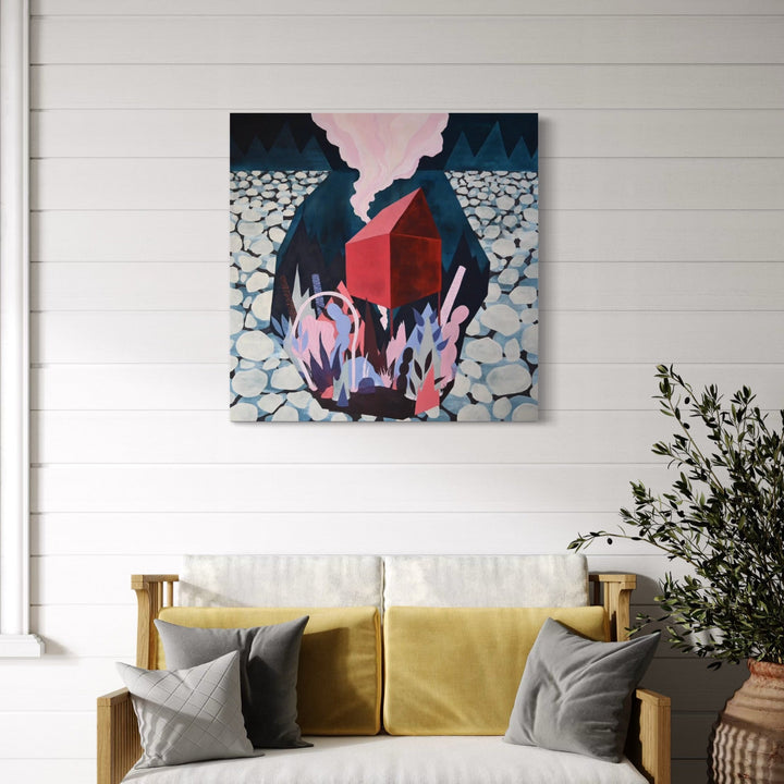 The artwork, Safe House, by Tyler Sorgman, displayed in a room.