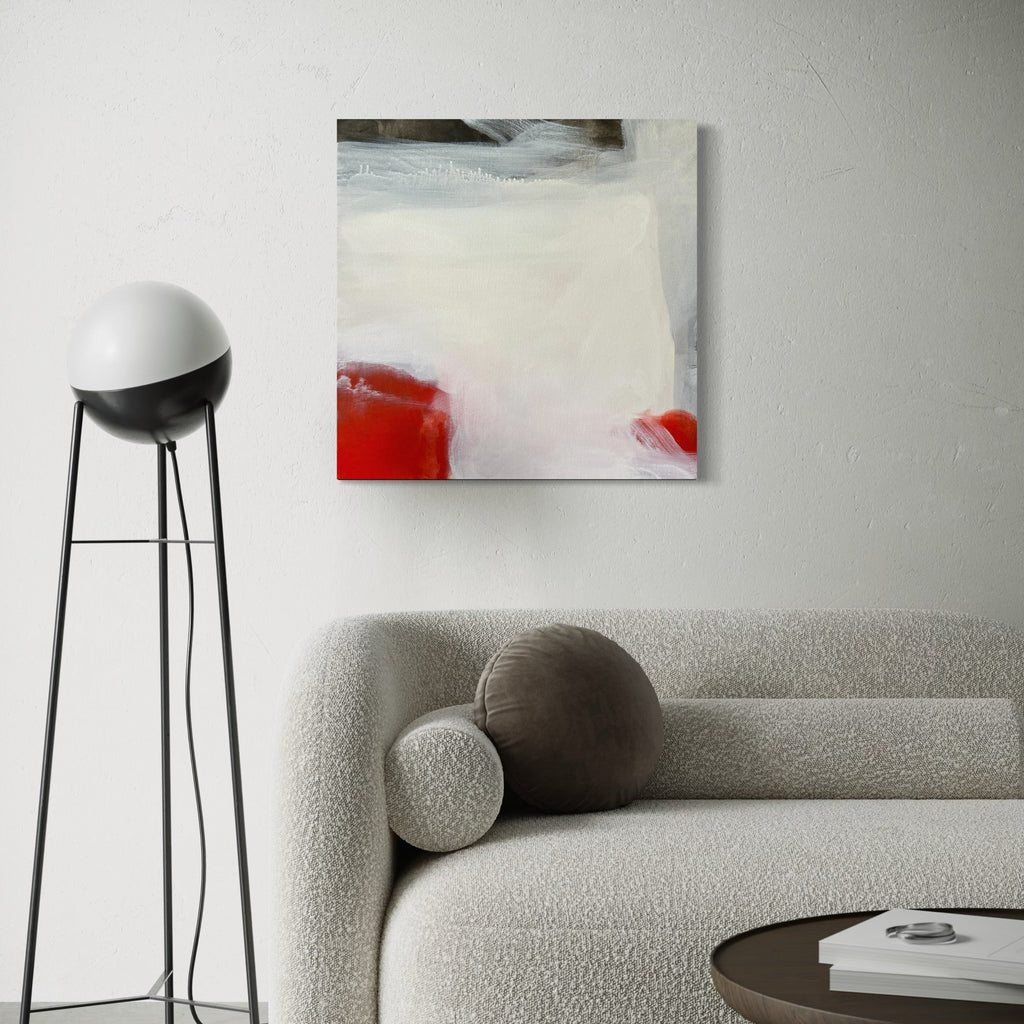 The artwork, Safe, The Barn , by Ann Tracy, displayed in a room.
