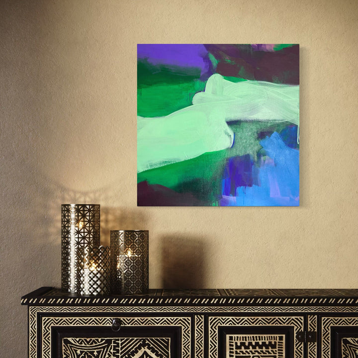 The artwork, Secret, Flynn Hill, by Ann Tracy, displayed in a room.