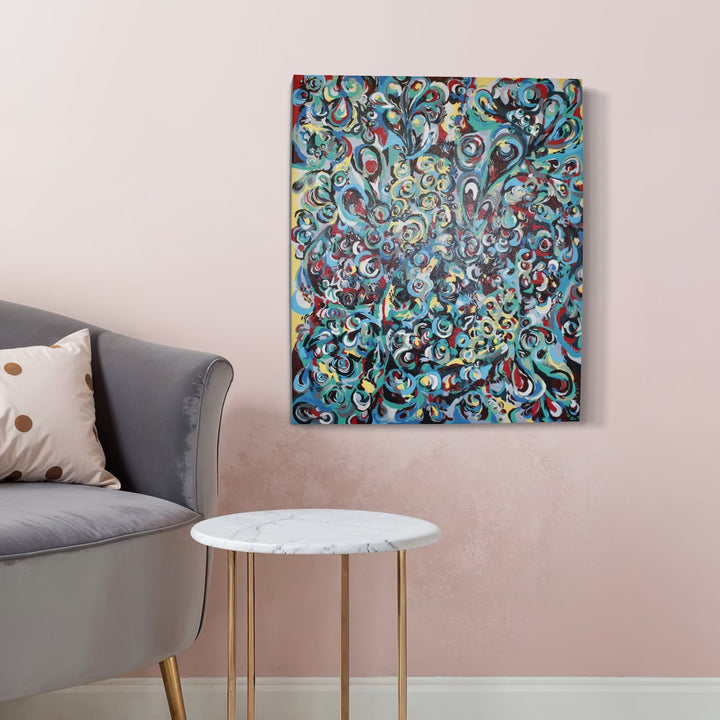 The artwork, Seedlings, by Kaitlin Andrews, displayed in a room.