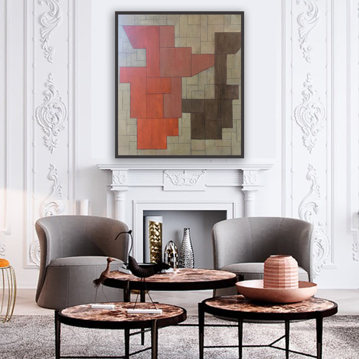 The artwork, Shapes of Things Study 2, by Stephen Cimini, displayed in a room.