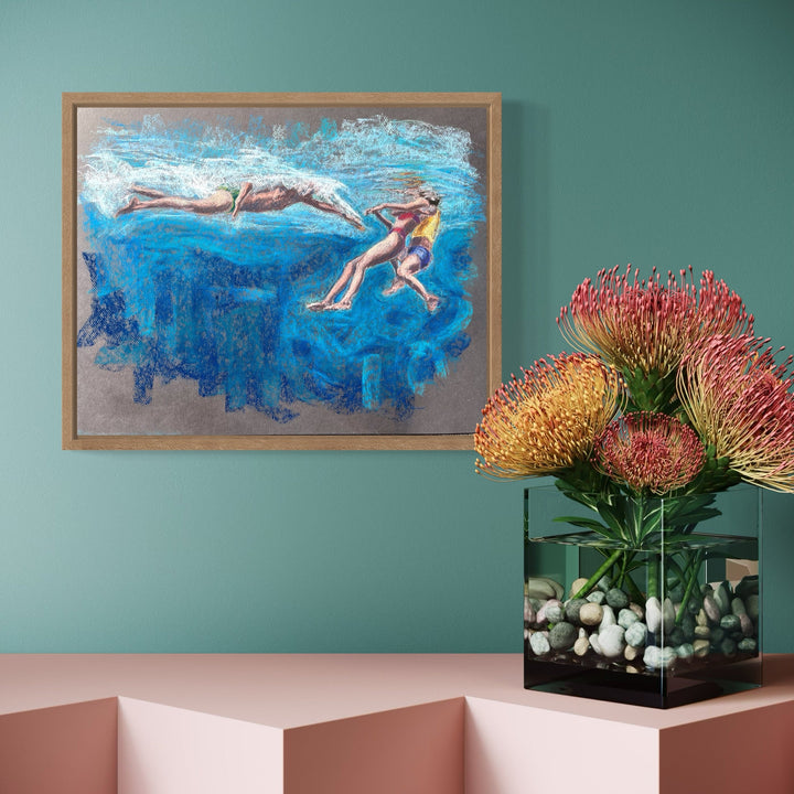 The artwork, Shark Tank, by Jo Carol Mitchell-Rogers, displayed in a room.