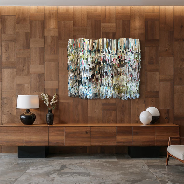 The artwork, She's Got Curves, by Shiri Phillips, displayed in a room.