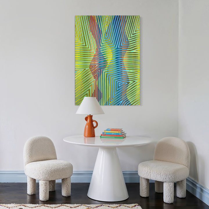 The artwork, Shimmer, by Elyce Abrams, displayed in a room.