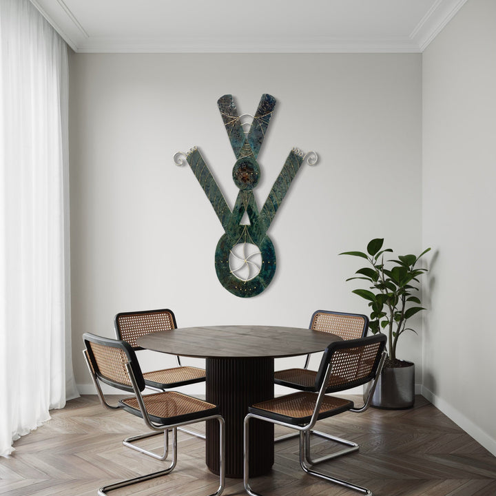 The artwork, Short Fall, by Adina Andrus, displayed in a room.