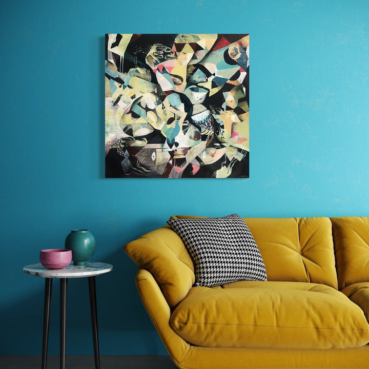 The artwork, Silence, But Still ..., by David Louis Cintron, displayed in a room.