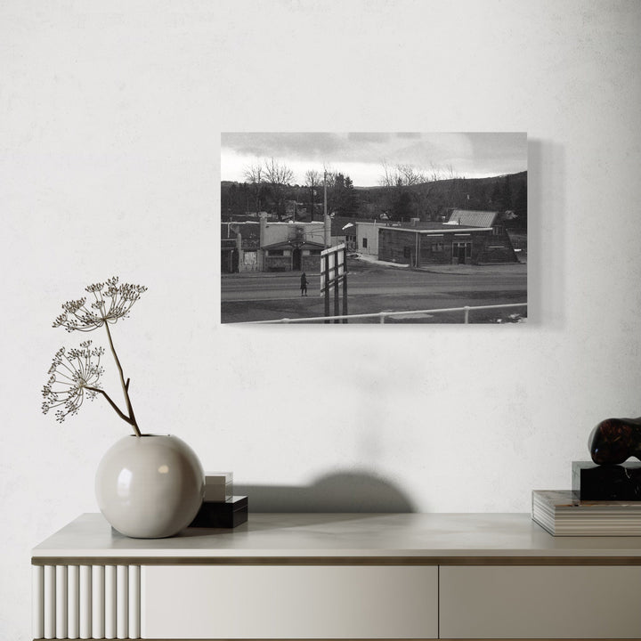 The artwork, Silient City, by Kelly McGovern, displayed in a room.