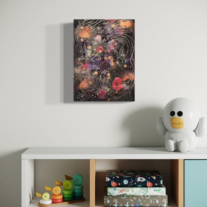 The artwork, Silver Phoenix 1, by Sonomi Kobayashi, displayed in a room.