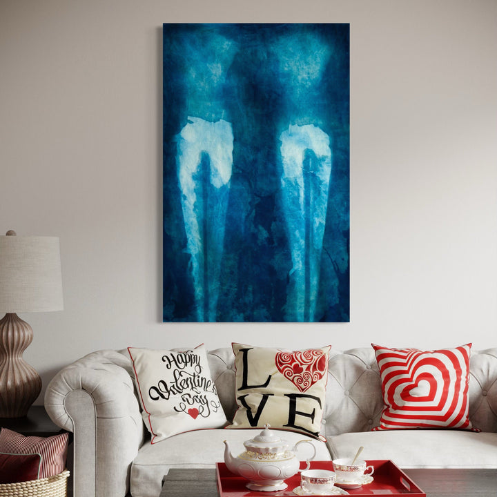 The artwork, Sisters, by Cat Welch, displayed in a room.