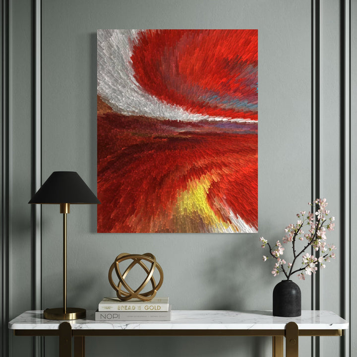 The artwork, Skyburst, by Anne Cherubim, displayed in a room.