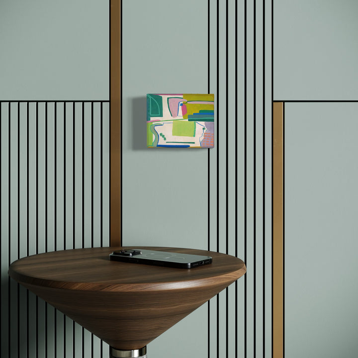 The artwork, Sloped, by Mark Brosseau, displayed in a room.