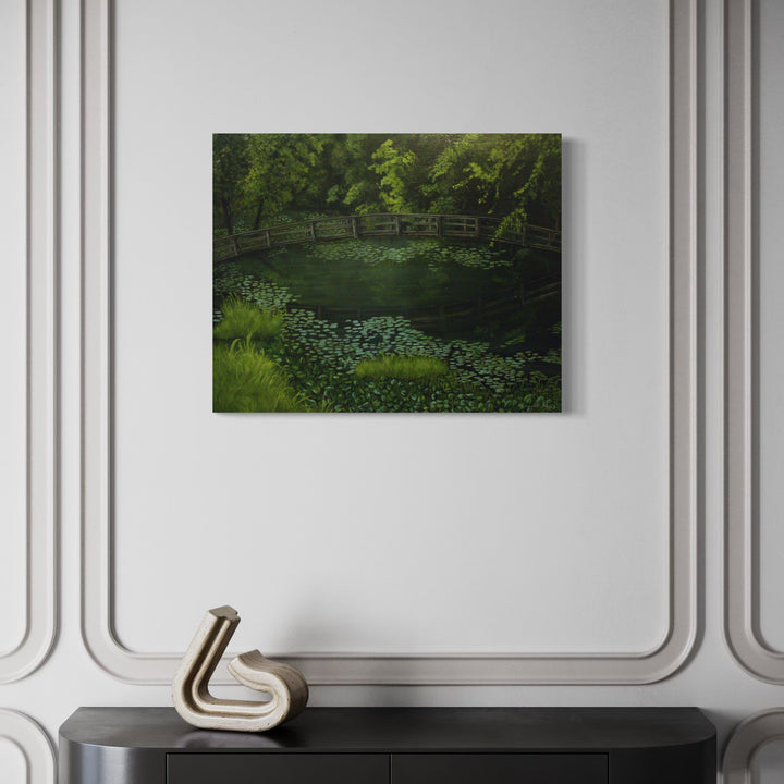 The artwork, Solace at Morgan's Creek, by Lynnette Horn, displayed in a room.