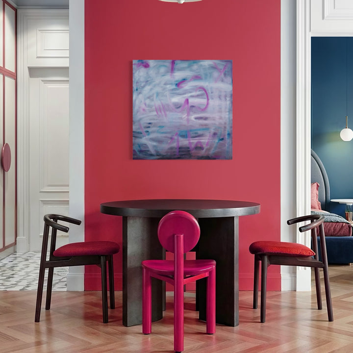 The artwork, Nostalgia, Nutcrackers, and Neverland: Sometimes It's Just a Blur, by Lia Rodi, displayed in a room.