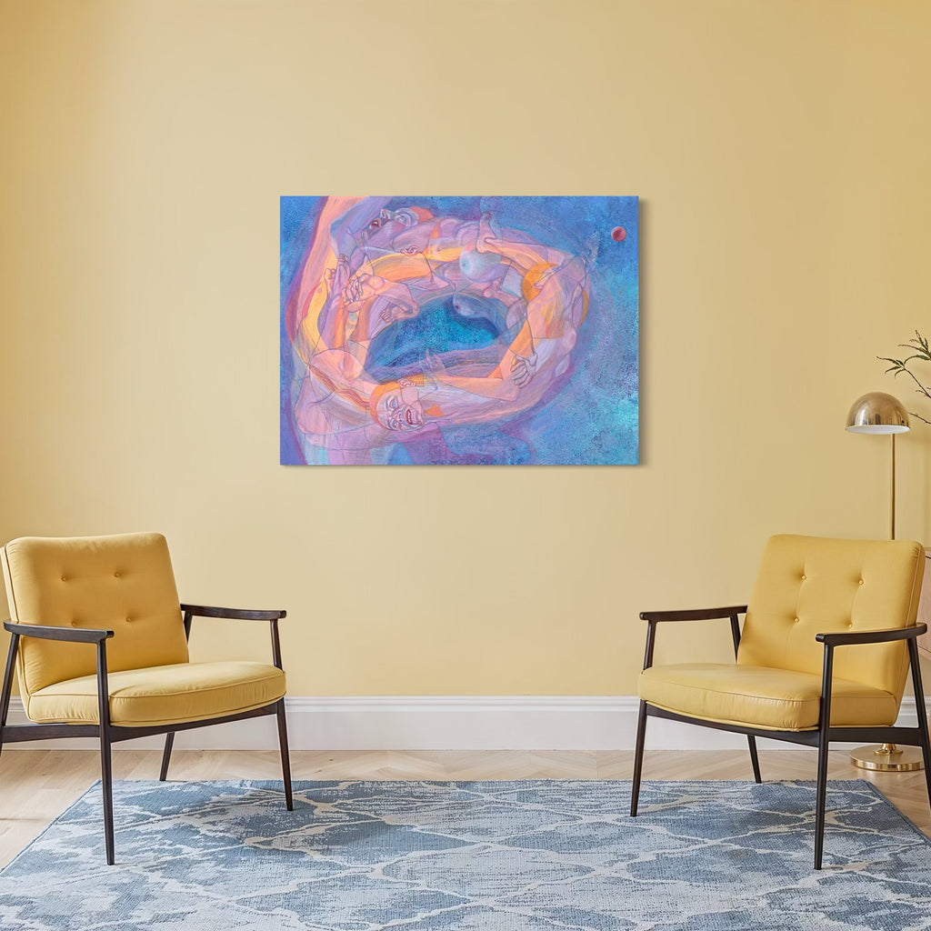 The artwork, Sound Shapes 5 (Ring of Fire), by Sol Kjok, displayed in a room.
